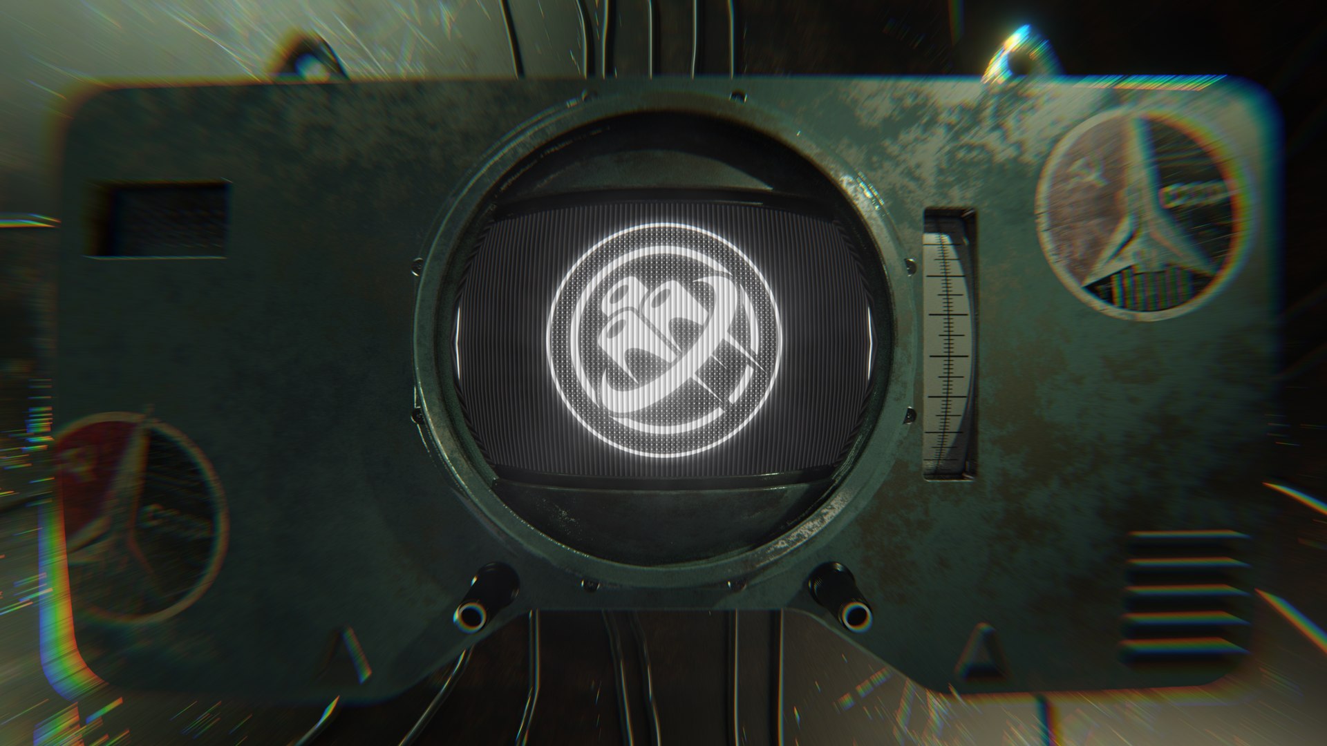 Aukkua emblem on a weathered green object