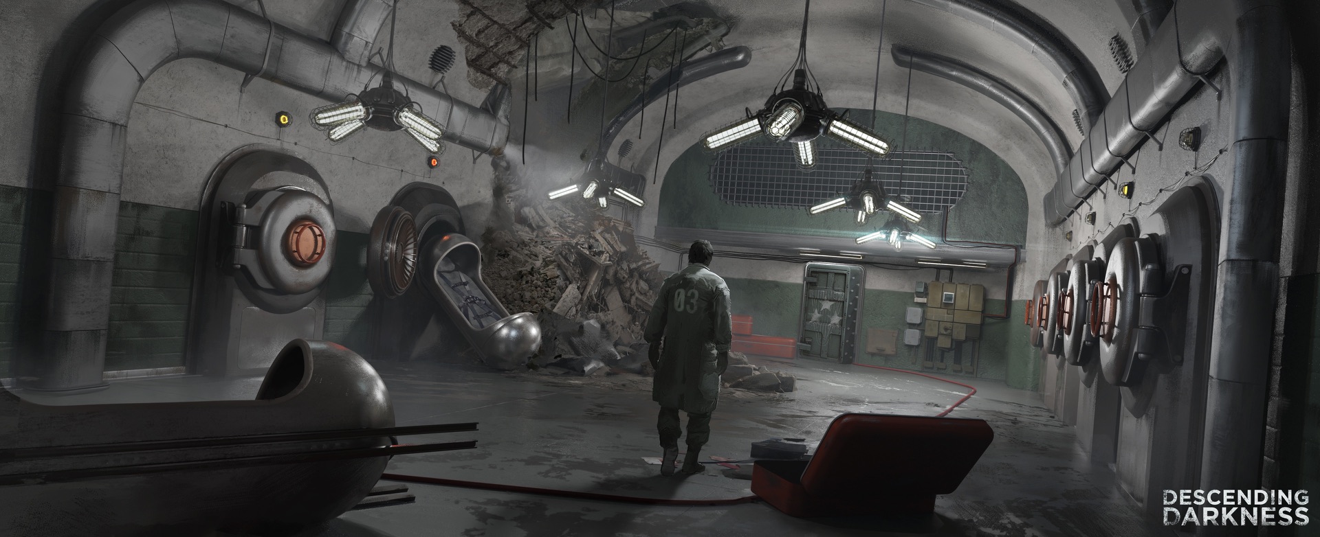 Nightfall industrial environment concept